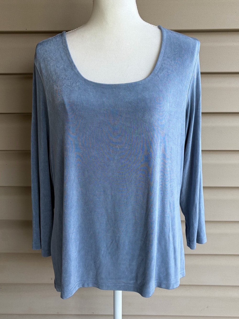 •Coldwater Creek• Dusty Blue Scoop Neck Pullover Stretch Top - Size 1X